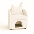 thumbnail image 4 of Fabric Accent Chairs, Beige Bunny-Ear Pet-Friendly Armchair with Built-in Cat & Dog Hideaway, Cozy Dual-Use Sofa Chair with Side Pocket, 27.4 x 25.2 x 37.4 inch, Beige Accent Chairs, 4 of 11