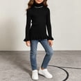 thumbnail image 6 of BLVB Girls Turtleneck Sweaters Pullover Toddler Baby Kids Ribbed Knit Ruffle Long Sleeve Jumper Tops Fall Winter Clothes(Black,12-13 Years), 6 of 8