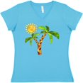 thumbnail image 3 of Inktastic Palm Trees with Cute Smiling Sun Women's V-Neck T-Shirt, 3 of 5