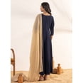 thumbnail image 5 of Janasya Indian Women's Navy blue Crepe Floral Printed Maternity Kurta and Dupatta Set, 5 of 5