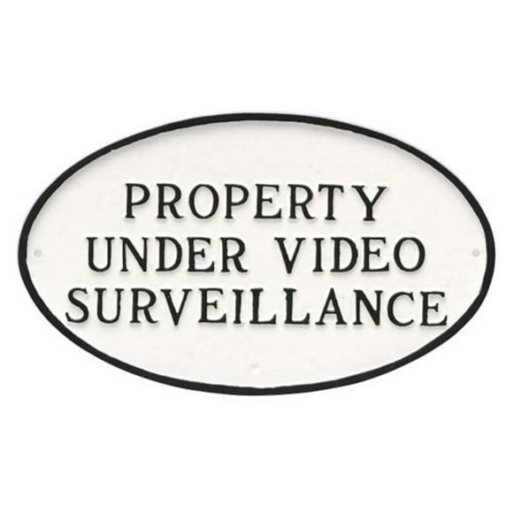 Montague Metal Products 6" x 10" Property Under Video Surveillance Statement Plaque & 23" Stake, White/Black