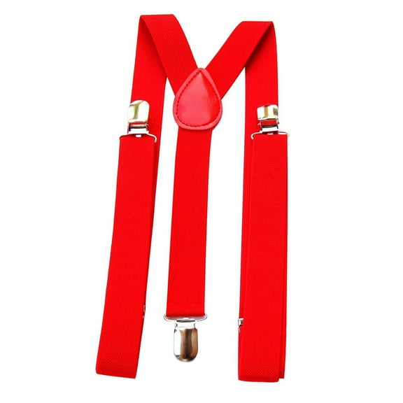 Homchy Mens / Womens One Size Suspenders Adjustable Suspenders with Heavy Duty Clip for Work, Red
