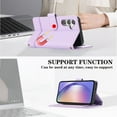 thumbnail image 4 of Crossbody Lanyard for Samsung Galaxy A32 5G Case Kickstand【RFID Blocking】 with 5-Card Holder Slot, Soft PU Leather Magnetic Shoulder Wrist Strap for A32 5G Wallet Case With Mirror,Purple, 4 of 14