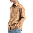 thumbnail image 4 of Stretch Fabric Checkered Long Sleeve Button Up Shirt for Men Classic Gingham Pattern Lapel Collar Regular Fit Lightweight Business Work Casual Easy Outfit Pairing Shirts 3XL, 4 of 4