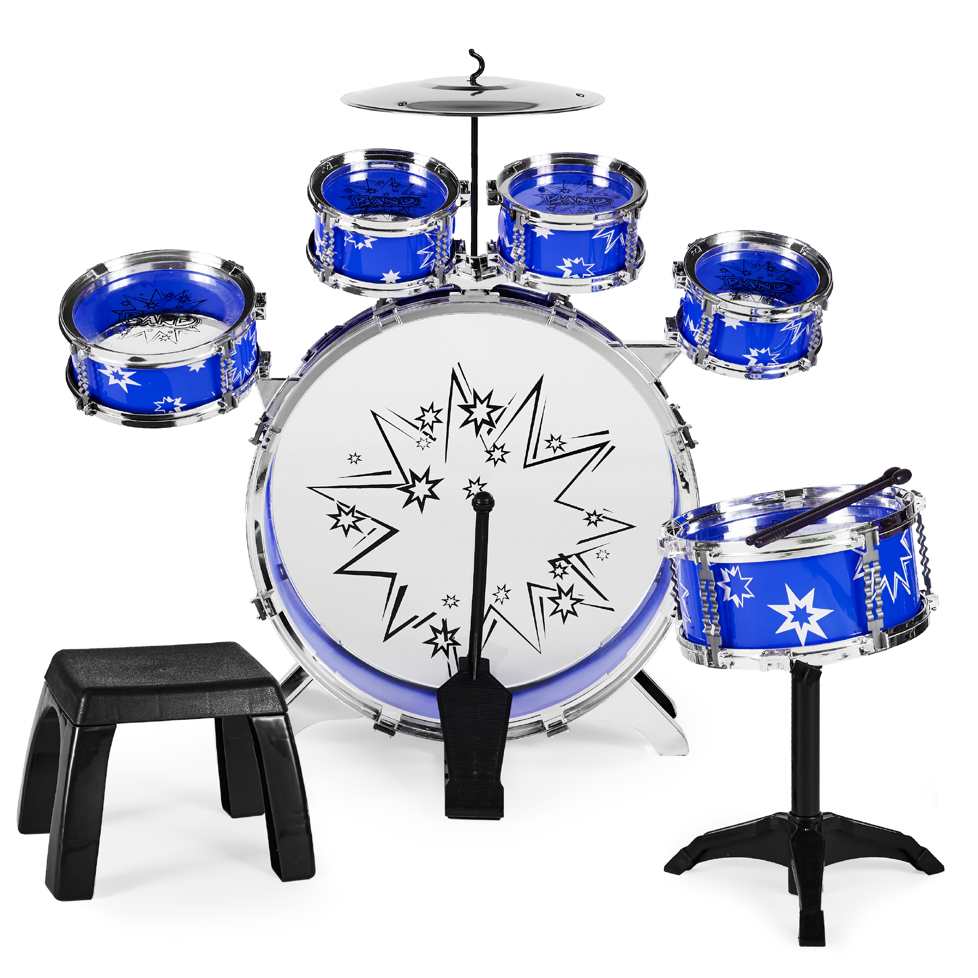 Mini Jazz Drum Set For Kids With 3 Musical Drum, 2 Drum Sticks And 1 Band Stand 500x500