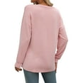 thumbnail image 6 of SHIBEVER Long Sleeve Shirts for Women V Neck Tops Fall Clothes Casual Ribbed Knit Tunic Tops with Pocket Lightweight Pullover Sweatshirts Blouses T-shirts Solid Color Pink, 6 of 6