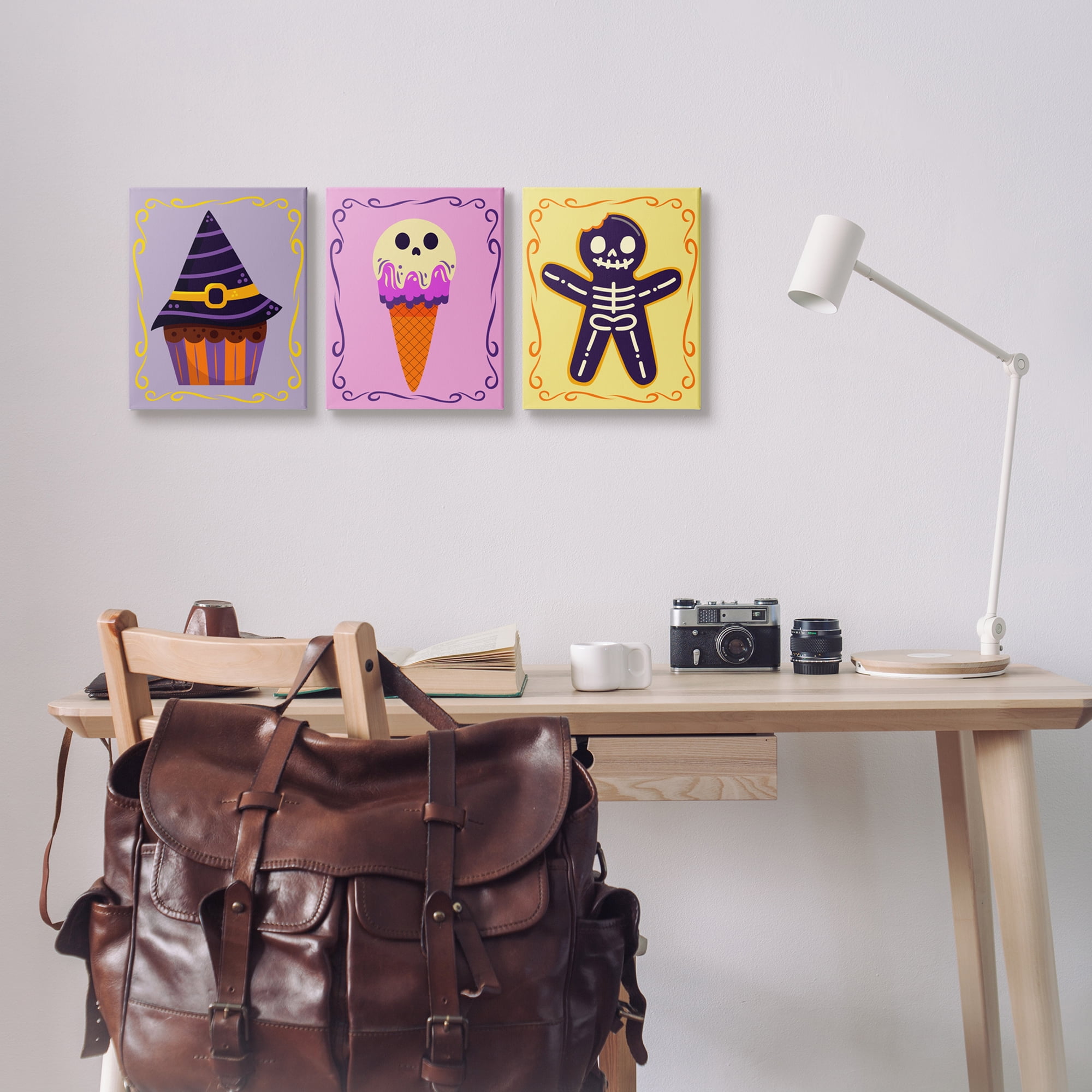 Stupell Industries Varied Halloween Desserts Holiday Painting Gallery Wrapped Canvas Print Wall Art, 11 x 14, Set of 3