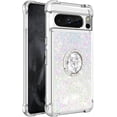 thumbnail image 3 of Glitter Clear Sparkly Bling for Google Pixel 8 Pro Case, Flowing Liquid Quicksand Cover with Diamond Ring Holder Case for Google Pixel 8 Pro  Colorful, 3 of 7