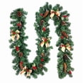 thumbnail image 2 of Christmas Garland with Pinecones and Red Berries, Artificial Pine Branch Wreath with Linen Bow, Waterproof Holiday Greenery for Fireplace Mantel, Doorway, Stair Railing, Vintage Farmhouse Decor, 2 of 8