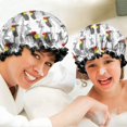 thumbnail image 6 of Shower Caps,Cute Hedgehog Apple Waterproof Shower Cap for Women 4 Pieces,Double Reusable Hair Cover for Shower PEVA Elastic Stretch Hem, 6 of 7