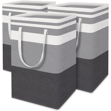 Scidweet 3-Pack Laundry Basket Set, 75L Freestanding Waterproof Collapsible Cotton Large Clothes Laundry Hamper with Handles