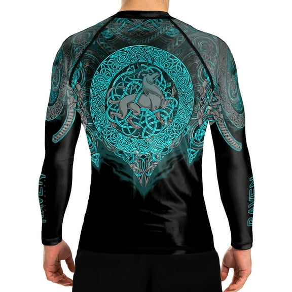 Raven Fightwear Men's Celtic Rash Guard BJJ MMA Black/Blue