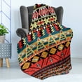thumbnail image 4 of Ethnic Soft Flannel Fleece Throw Blanket, Classic Traditional Pattern Image Bird Flower Arrow Natural Ethnic, Cozy Plush for Indoor and Outdoor Use, 50" x 60", Multicolor, by Ambesonne, 4 of 5