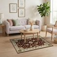 thumbnail image 3 of ODIKA 4'x6' Washable Area Rug Pet Friendly, Non-Shedding Ivory Vintage Oriental Burgundy Design Floral Medallions with Ornate Vine Border for Bedroom, Reading Nook, 3 of 7