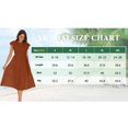 thumbnail image 3 of ZHAOCHENG Vestido midi informal de verano con volantes, manga corta, cuello redondo, cintura elástica fruncida y capas para mujer, 3 of 4