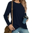 thumbnail image 4 of Annhoo Womens Long Sleeve Tops Elegant Cross Front Round Neck Shirts Fall Casual Loose Going out Blouses for Leggings, 4 of 7