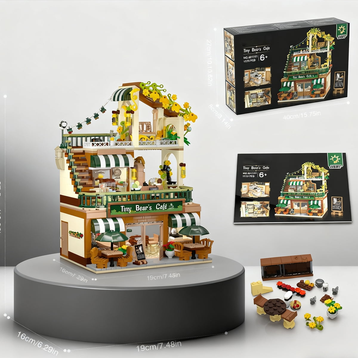Insoon City Coffee House Building Set with Light, 1173 PCS Cafe Shop Building Block Toy for Adults Teens Kids Ages 6-12+