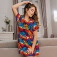 thumbnail image 3 of Naloa Colorful Hawaii Palms Print Women Nightgowns,Womens Loungewear,Short Sleeve Sleepwear,Comfy Ladies Nightdress, 3 of 6