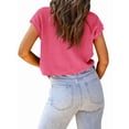thumbnail image 2 of Women'S Summer Cropped Sweater Vest Trendy Cap Sleeve Crop Tops Crew Neck Loose Knit Tank Top Rose Red XL, 2 of 7