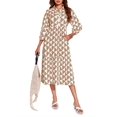 thumbnail image 4 of Womens Color Block Long Sleeve Boho Midi Dress Casual Beach Button Down Shirt Dress, 4 of 6