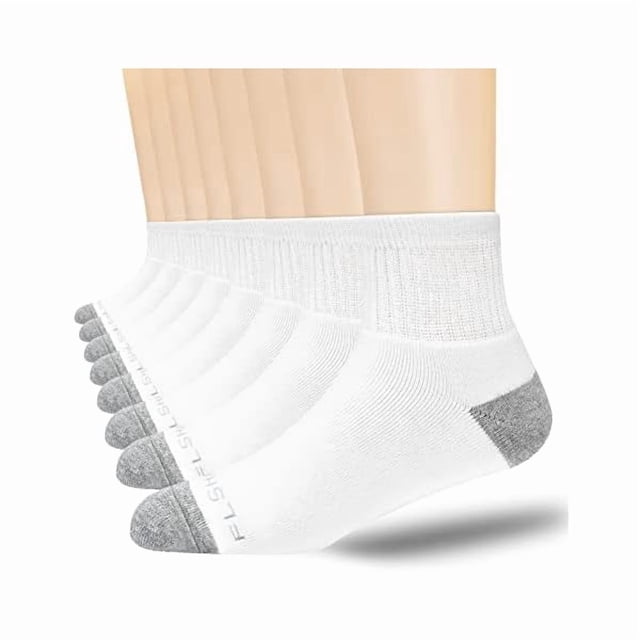 Chenchen 8-Pairs Men's Ankle Cotton Socks with Cushion, Athletic Running Socks Size 7-9/9-12/12-15