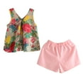 thumbnail image 7 of Gyratedream Little Girls Bowknot Flower Vest Tops+Shorts Summer Kids 2Pcs Clothes, 7 of 7