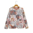 thumbnail image 1 of Ailaofu Women's Cropped Floral Quilted Puffer Vest Printed Long Sleeves Gilet Outwear, 1 of 3