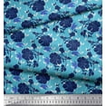 thumbnail image 2 of Soimoi Blue Polyester Crepe Fabric Leaves,Insect & Floral Artistic Printed Craft Fabric by The Yard 42 Inch Wide, 2 of 3