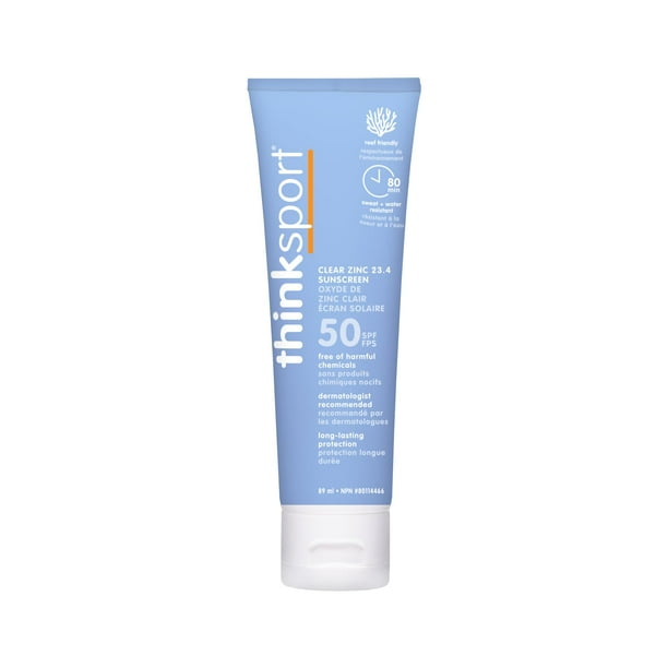 Protector solar THINKSPORT Mineral SPF 50, 90 ml, resistente al agua