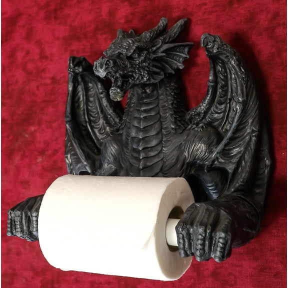 Saurian Servant Mythical Gothic Serpentine Dragon Toilet Paper Holder 9"H
