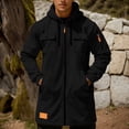 thumbnail image 6 of Trench Coat Men Zip Up Hooded Mid Length Windrbreaker Jackets (Black XXL), 6 of 6