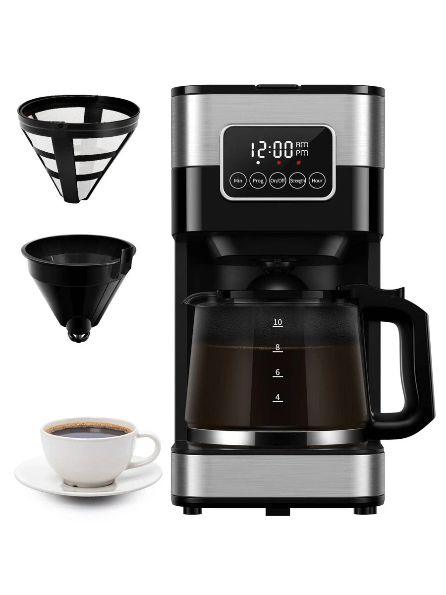 Coffee Maker, Programmable Drip Coffee Machine 10-Cup With Touch-Screen, Pause & Serve, 430 Stainless Steel,Black.