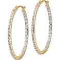 thumbnail image 2 of 14K Yellow Gold Diamond Fascination Round Hinged Hoop Earrings (35 X 2) Made In United States df256, 2 of 5