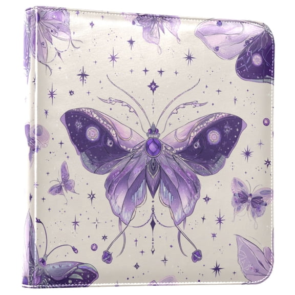 Photo Album Leather Photo Album Bookshelf Photo Albums Scrapbooking Albums Durable and Fashionable Beautiful Purple Butterflies