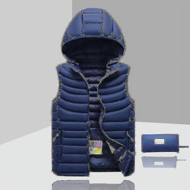Chaqueta de plumón para hombre sin mangas desmontable con capucha invierno ligero color sólido-xinhan