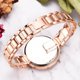 thumbnail image 5 of Reloj de pulsera de cuarzo con números arábigos simples, correa de aleación delgada, reloj analógico para mujer (oro rosa + negro), 5 of 5
