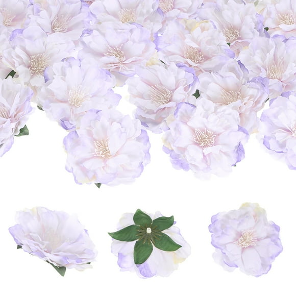 Uxcell 30-Pack Cabezas de Peonías Artificiales, Cabeza de Peonía de Seda Falsa de 2.4 Pulgadas para Boda/Ramo/Pared de Flores[Blanco Púrpura, 6cm]