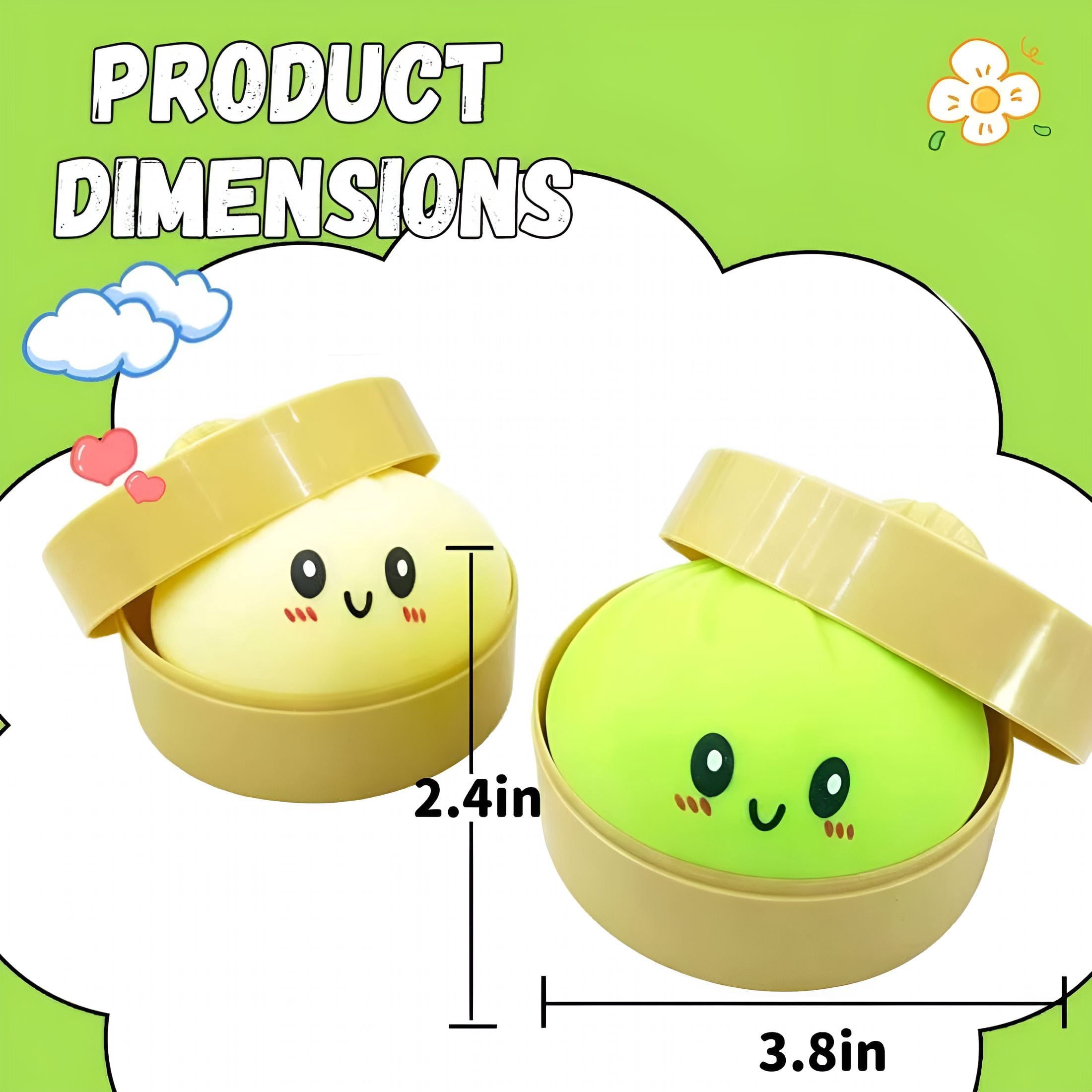 BESTSKY Dumpling Toys for Teens&Adults,Stretchy Squeeze Dough Ball,Sensory Stress Ball Squeeze Toys for Stress Relief（White and Green）