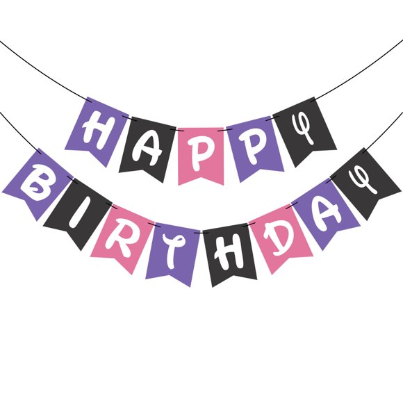 Guirnalda de Cumpleaños Woizoeiy Morado Rosa Negro DIY Fiesta