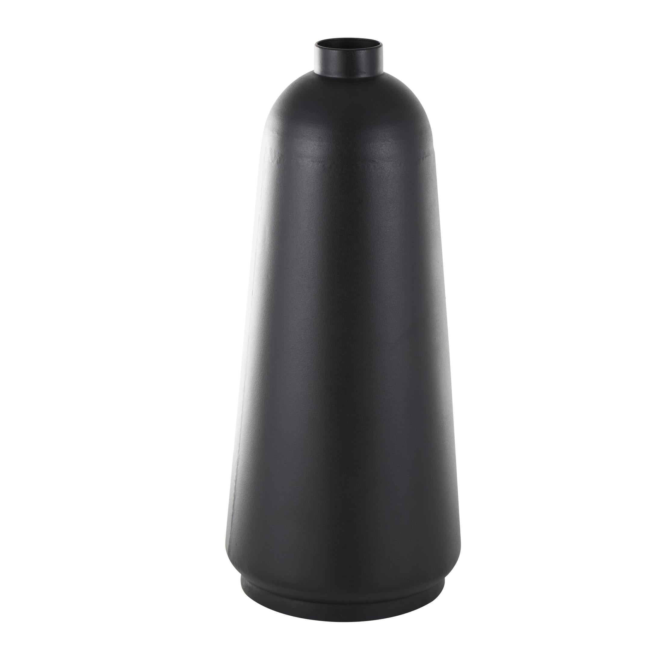 DecMode 30" Black Metal Vase with Narrow Opening