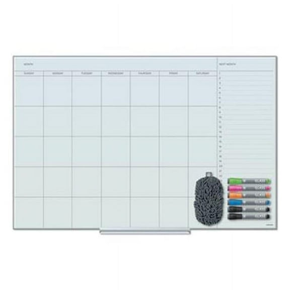 UBrands UBR Floating Glass Calendar Dry Erase Board  White