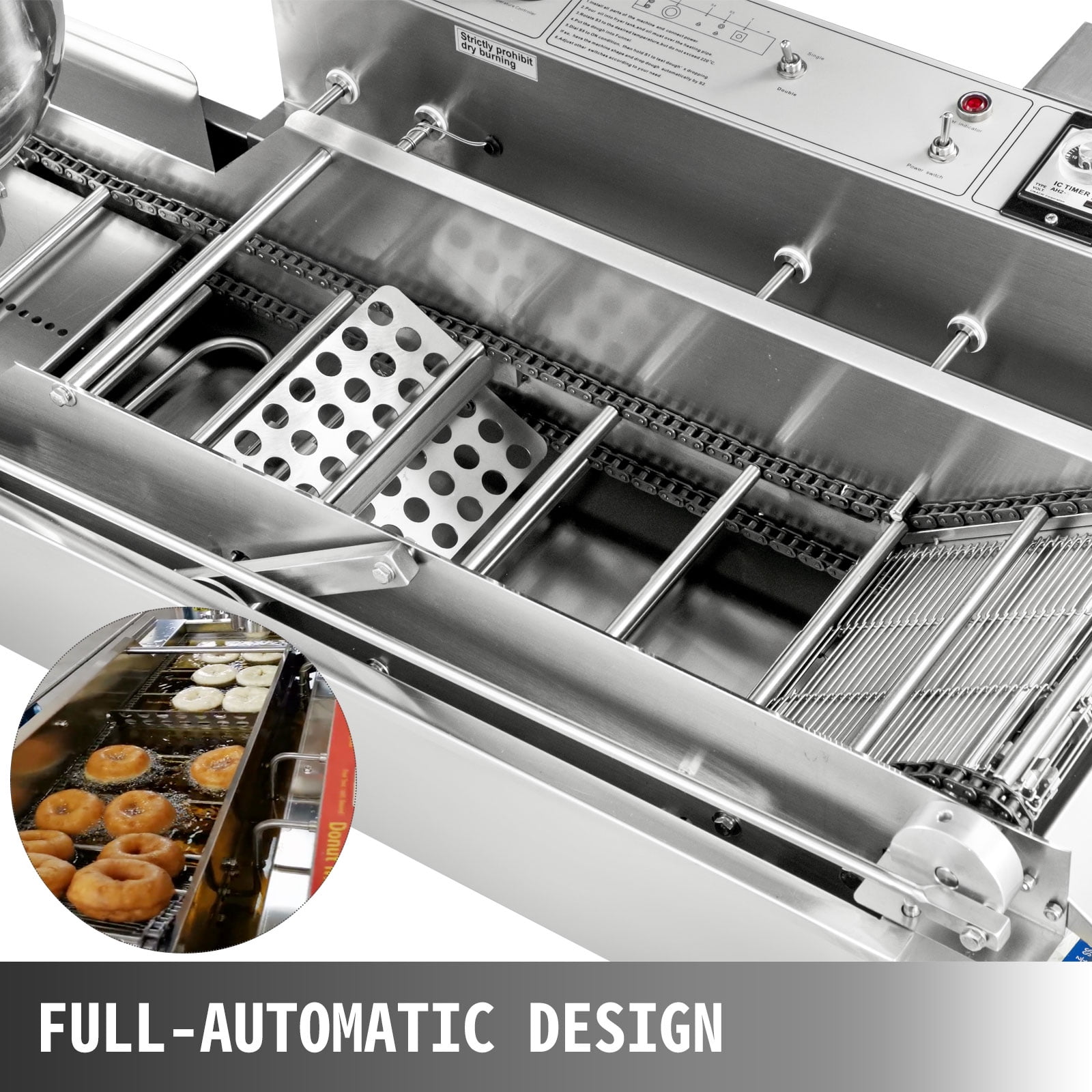 VEVOR Auto Doughnut Maker Single Row Commercial Automatic Donut Making  Machine with 7 Liter Hopper, 3 Sizes Molds, Silver QZDTTQJDP00000001V1 -  The Home Depot