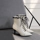 thumbnail image 4 of NECHOLOGY Zapatos Botines de mujer Botas de tobillo de encaje de moda de invierno para mujer con tacones tacones puntiagudos con cordones botas de tobillo con cremallera lateral (White 7), 4 of 7