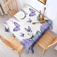 thumbnail image 2 of Purple Flower Butterfly Pattern Square Tablecloth,Waterproof Square Table Cover,Wipeable Spillproof Washable Table Cover for Home Kitchen Party Decor 52"x52"(132x132cm), 2 of 6