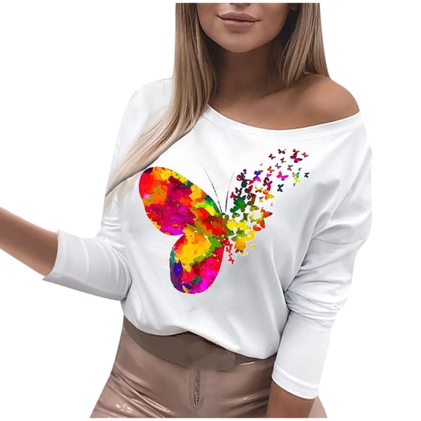 Moda Mujer Casual O-cuello suelto impreso mangas largas Fridja fksj2102