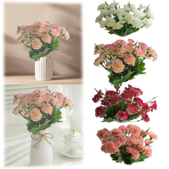 Fake Flowers Clearance! Carnations Flowers 10 Heads White Carnations Artificial Flowers Silk White Carnations 14In Artificial Carnations With Stems For Wedding Home Centerpieces Floral Arrangements