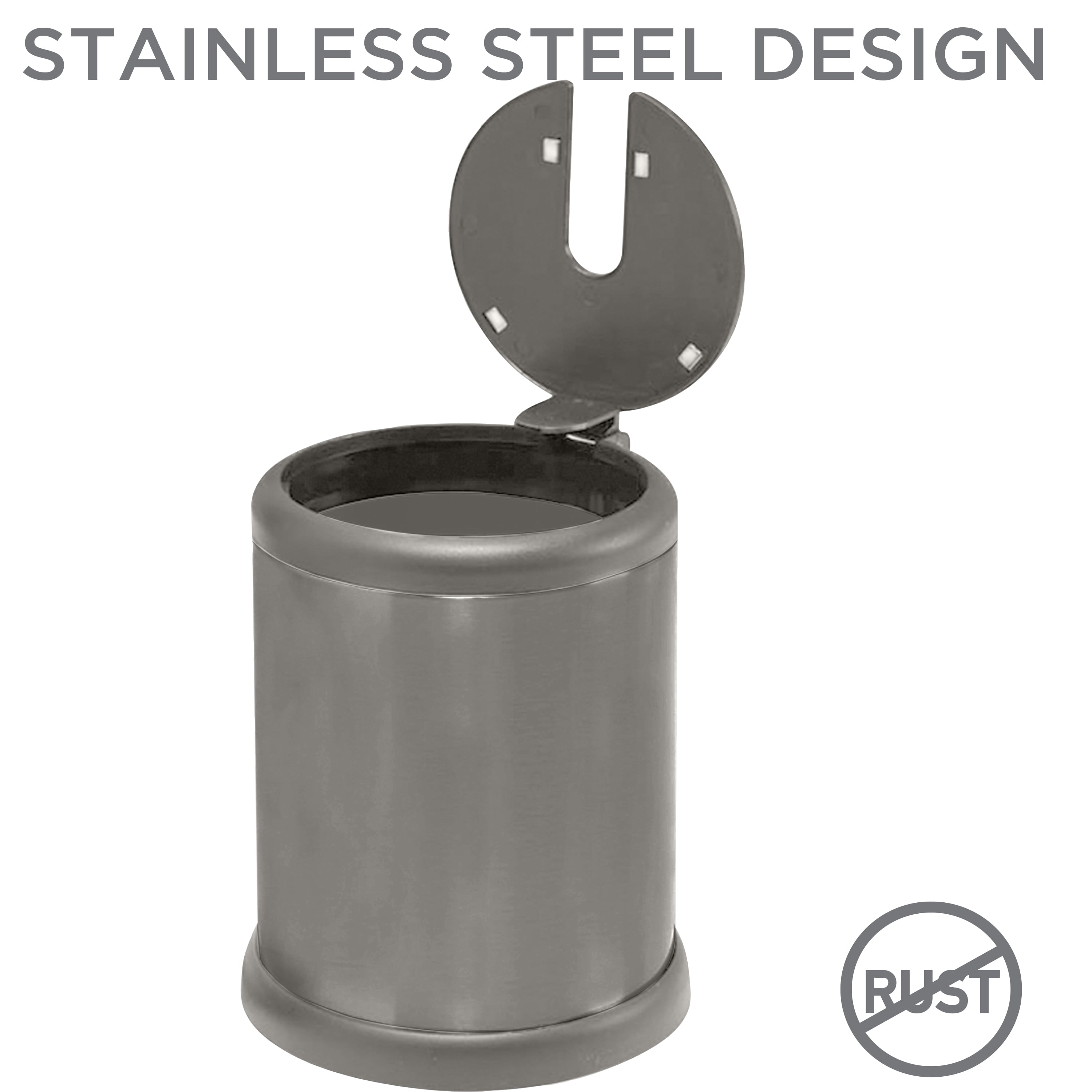 Bath Bliss 2 Pack Self Closing Lid Toilet Brush and Holder in Grey