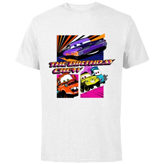 Disney and Pixar’s Cars Friends & Family Trip Birthday Crew - Short Sleeve Cotton T-Shirt for Adults - Customized-White