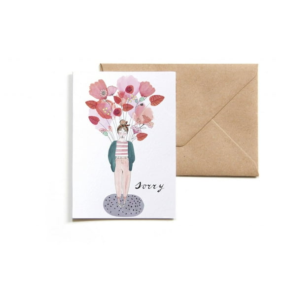 Apology Card with Floral Design – "Sorry" Greeting Card – Includes Kraft Envelope – Perfect for Expressing Regret & Making Amends