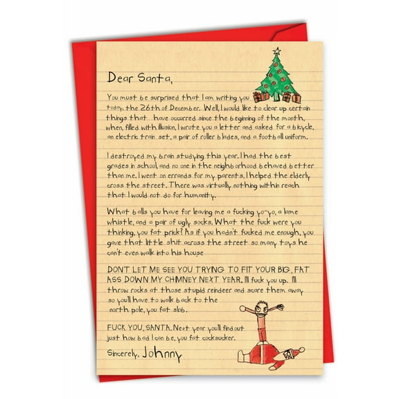 1 Funny Christmas Card with Envelope - Dear Santa 1087